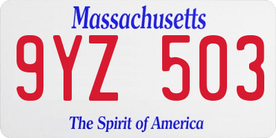 MA license plate 9YZ503