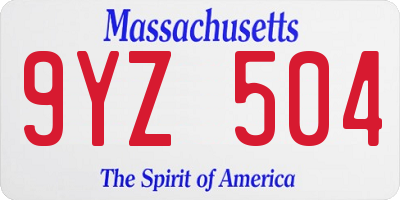 MA license plate 9YZ504