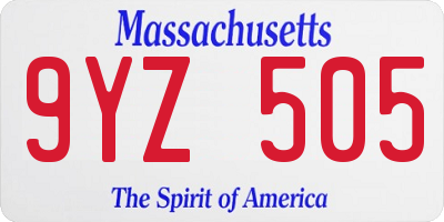 MA license plate 9YZ505