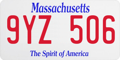 MA license plate 9YZ506