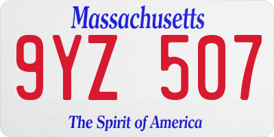 MA license plate 9YZ507