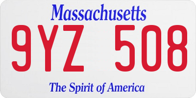 MA license plate 9YZ508