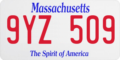 MA license plate 9YZ509