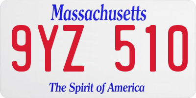 MA license plate 9YZ510