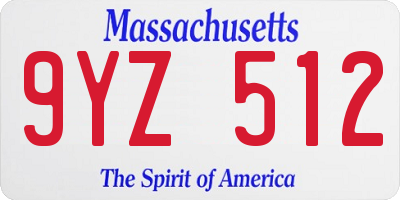 MA license plate 9YZ512