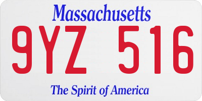 MA license plate 9YZ516