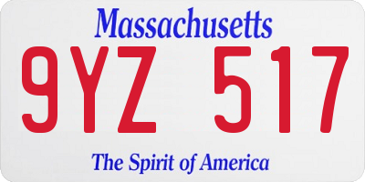 MA license plate 9YZ517