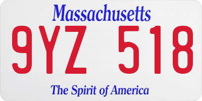 MA license plate 9YZ518