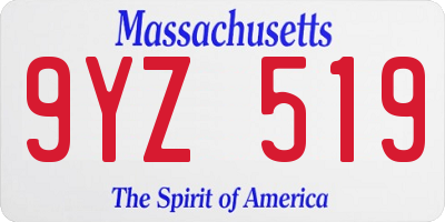 MA license plate 9YZ519