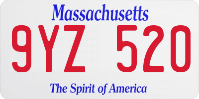 MA license plate 9YZ520