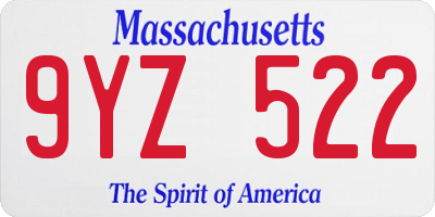 MA license plate 9YZ522