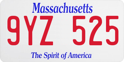 MA license plate 9YZ525