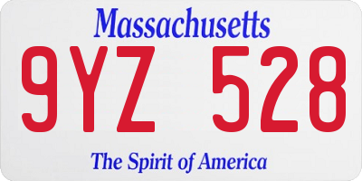 MA license plate 9YZ528