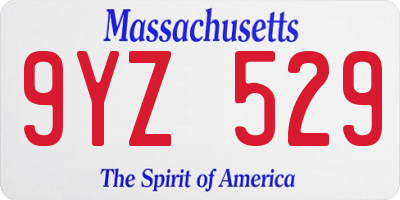 MA license plate 9YZ529