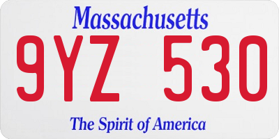 MA license plate 9YZ530