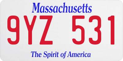 MA license plate 9YZ531
