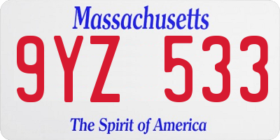 MA license plate 9YZ533