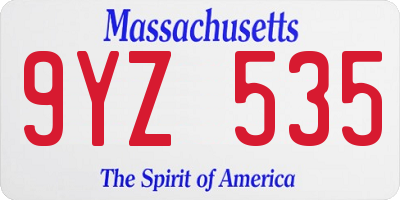 MA license plate 9YZ535