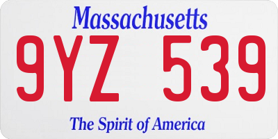 MA license plate 9YZ539