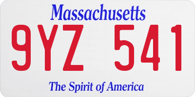 MA license plate 9YZ541