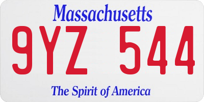 MA license plate 9YZ544