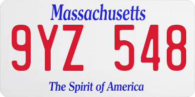 MA license plate 9YZ548