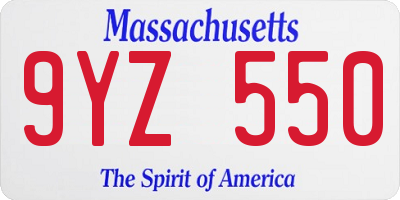 MA license plate 9YZ550