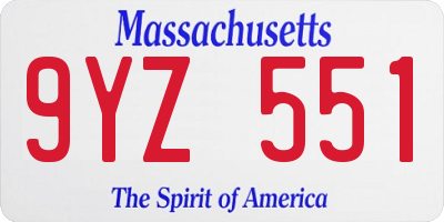 MA license plate 9YZ551