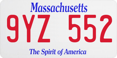 MA license plate 9YZ552