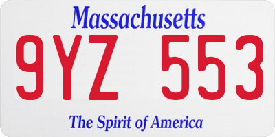 MA license plate 9YZ553