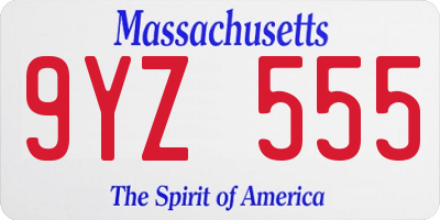 MA license plate 9YZ555