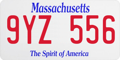 MA license plate 9YZ556