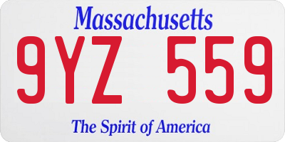 MA license plate 9YZ559