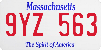 MA license plate 9YZ563