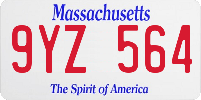 MA license plate 9YZ564
