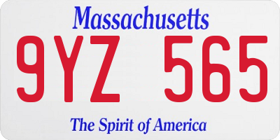 MA license plate 9YZ565