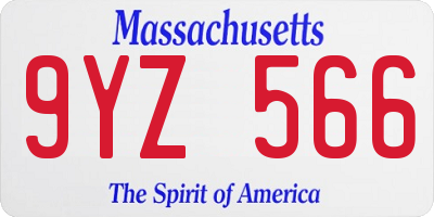 MA license plate 9YZ566