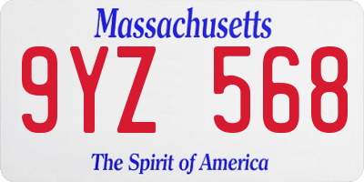 MA license plate 9YZ568