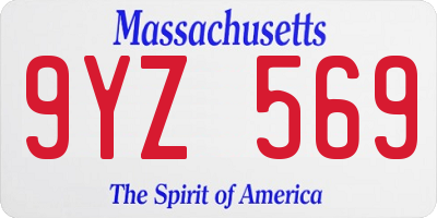MA license plate 9YZ569