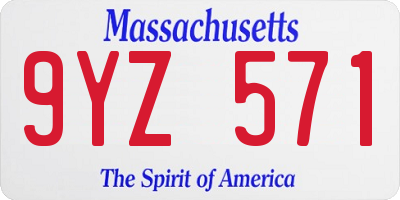 MA license plate 9YZ571