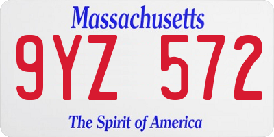 MA license plate 9YZ572