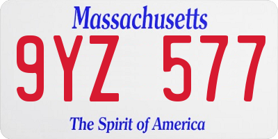 MA license plate 9YZ577