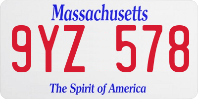 MA license plate 9YZ578