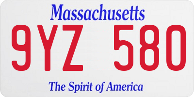 MA license plate 9YZ580