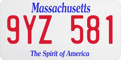 MA license plate 9YZ581