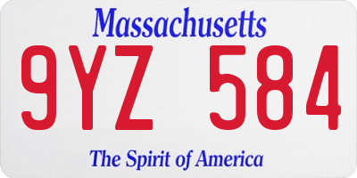 MA license plate 9YZ584