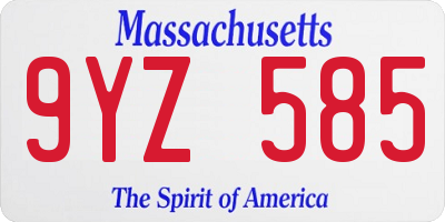 MA license plate 9YZ585