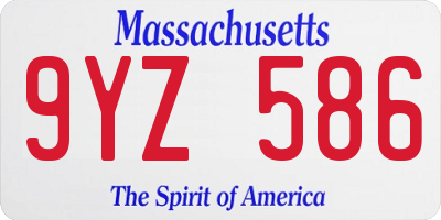 MA license plate 9YZ586