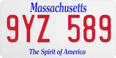 MA license plate 9YZ589