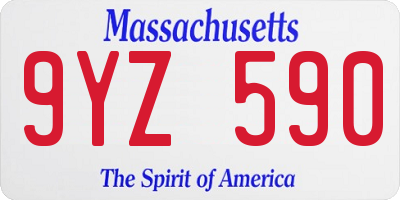 MA license plate 9YZ590